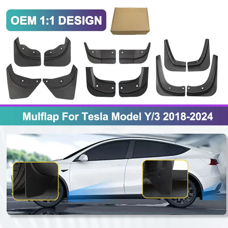 

Mud Flaps For Tesla Model Y 3 Highland Accessories Soft TPE Mudguards Original Design Fender Anti-Snow Anti-Sand Guard Protector