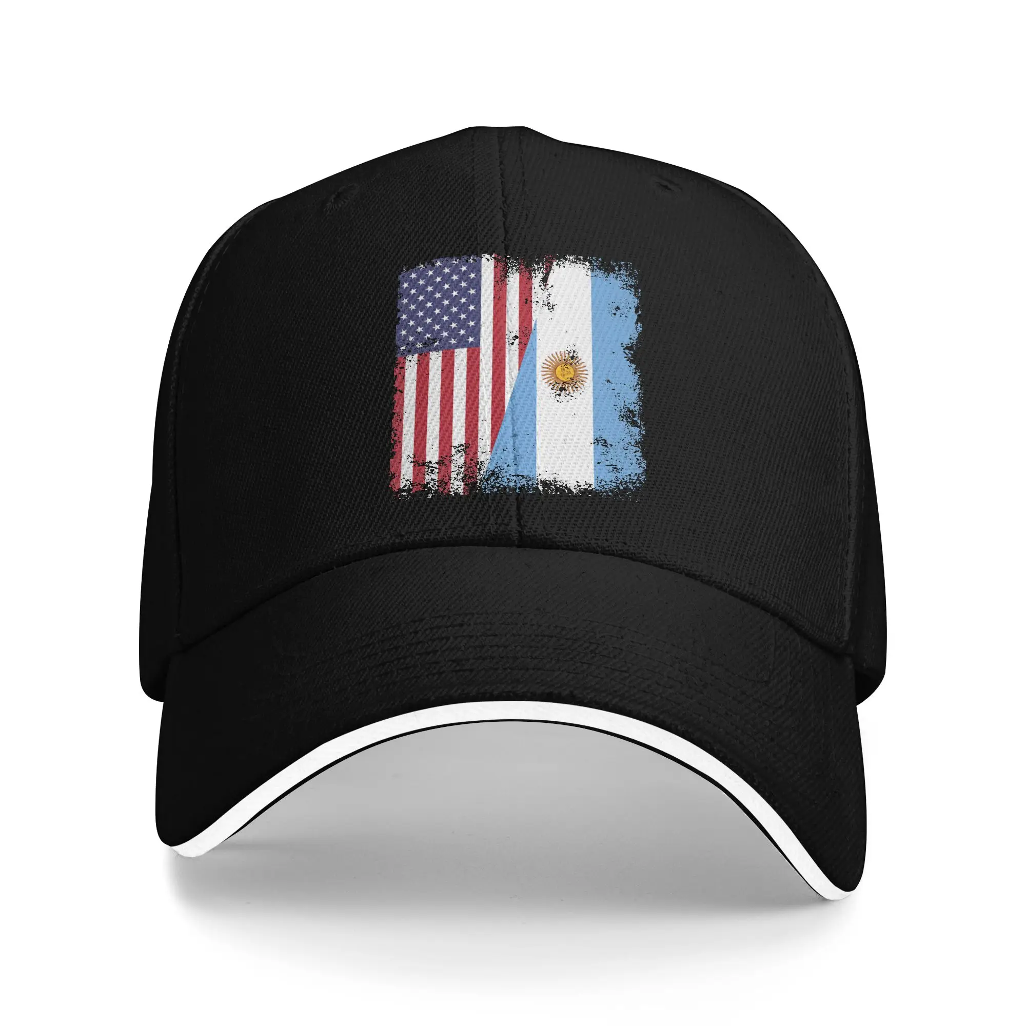 Gorra de béisbol vintage con la mitad de la bandera argentina, estilo Argentina-EE. UU., para verano, streetwear, gorra trucker para parejas, para exteriores, gimnasio, gorra snapback