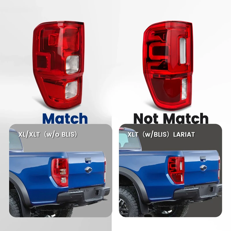 Halogen Tail Light For Ford Ranger XL 2019 2020 2021 2022 Car External Rear Lamp Turn Signal w/o BLIS KB3Z-13404-F KB3Z-13405-F