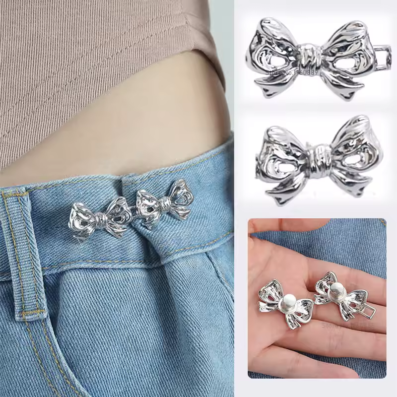 Bowknot Button Adjuster for Pants Skirts Waist Tightener Adjustable Waist Buckle for Jeans No Sewing Required Clothing Supplies