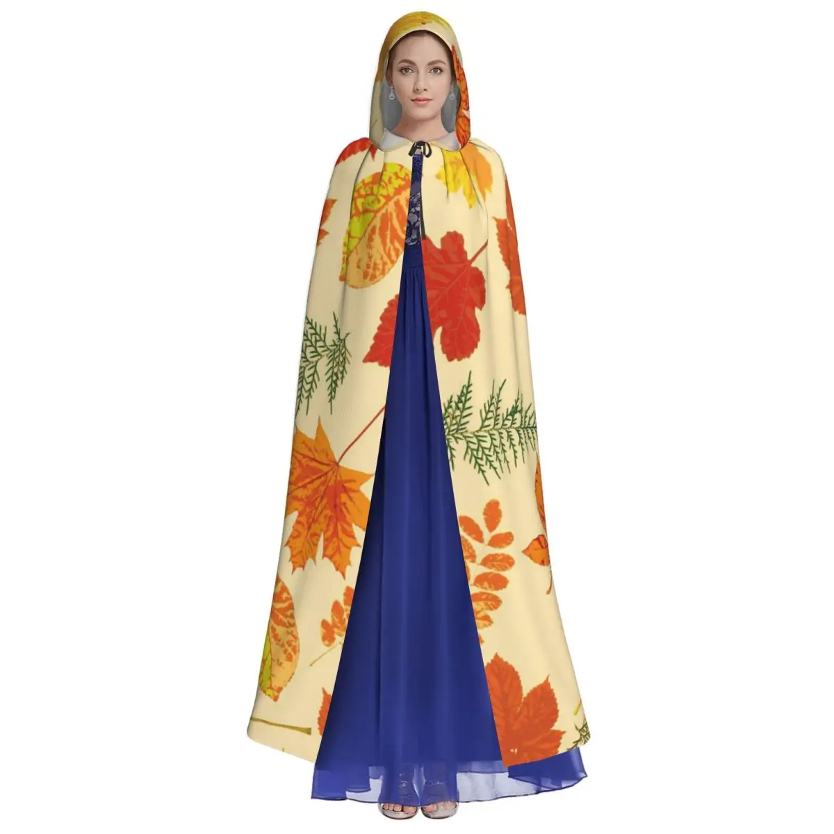 Maple Fallen Leaves Hooded Cloak Colorful Aldult Cape Funny Costume Party Accessory