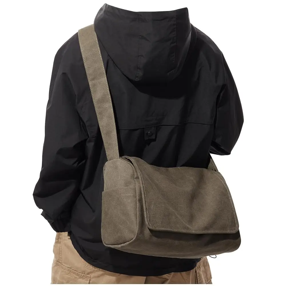 

Messenger Bag for Men, Crossbody Bag Aesthetic, Water Resistant Unisex Classic Canvas Shoulder Bag