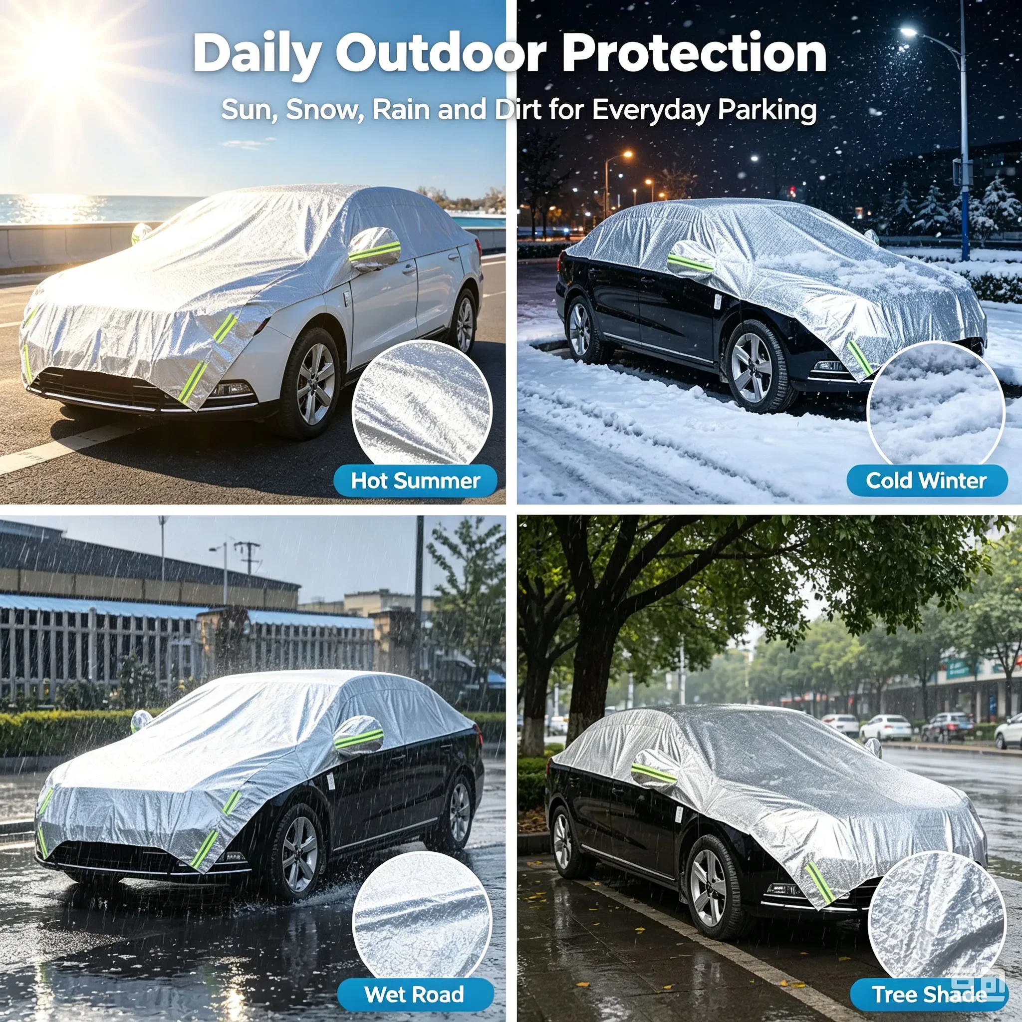 Car Cover Half Body Windshield Sunshade Heat Insulation Waterproof Dustproof Car Glass Protection Cover Automotive WORLDKPI