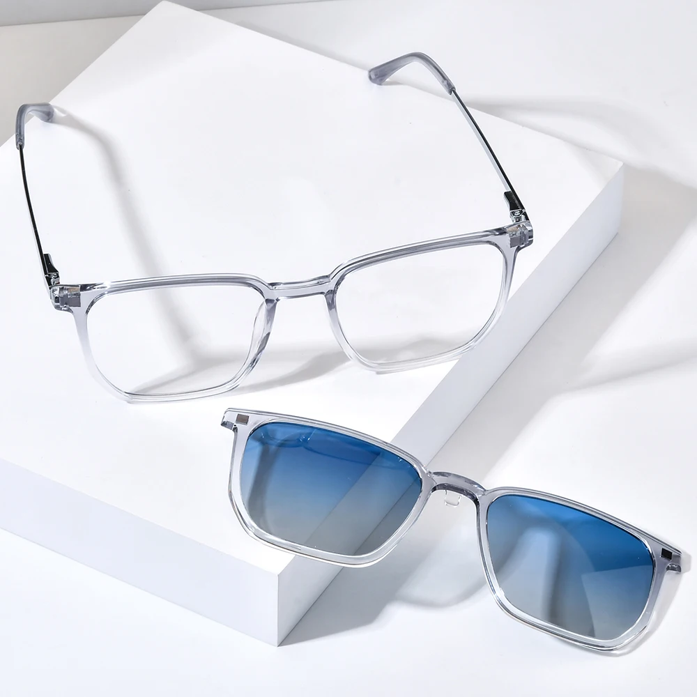 NIANZHEN TR90 سبيكة نظارات الرجال مربع مشبك مغناطيسي النظارات الإطار التدرج الاستقطاب الشمس عدسة النساء خفيفة نظارات 2181
