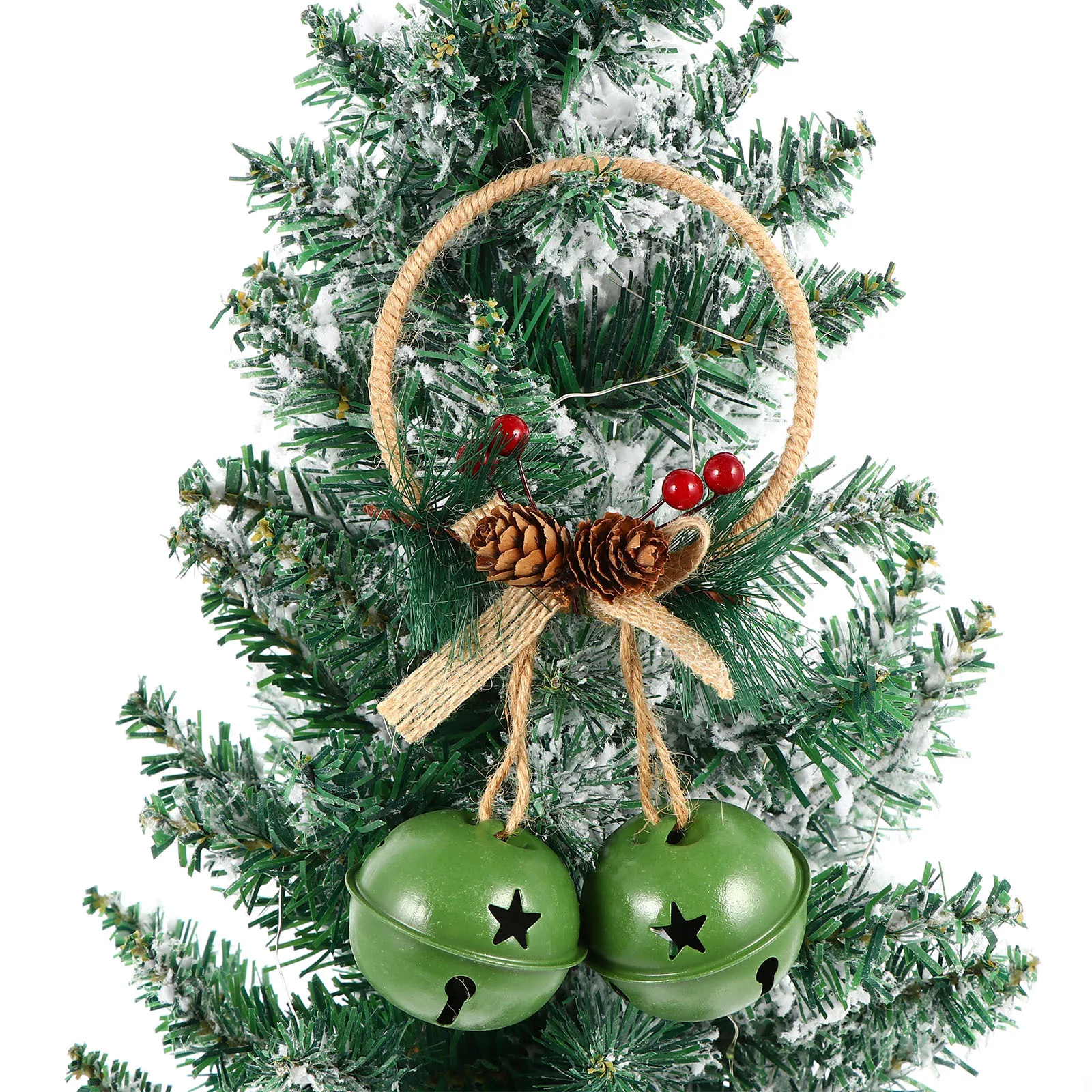 

2Pcs Retro Iron Bell Christmas Hanging Ornament for Xmas Tree Home Decor Festive Adornment Gift Idea Photography Prop