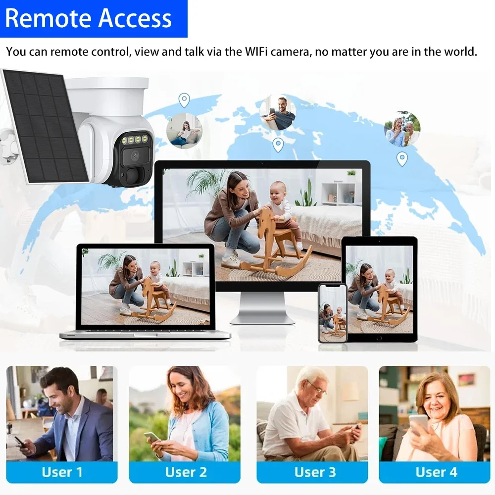 5MP Ultra HD 4G Solar Batteries Camera ICam365 IP Camera Humanoid Detection APP Alarm Push Color Night Vision Solar PTZ Camera