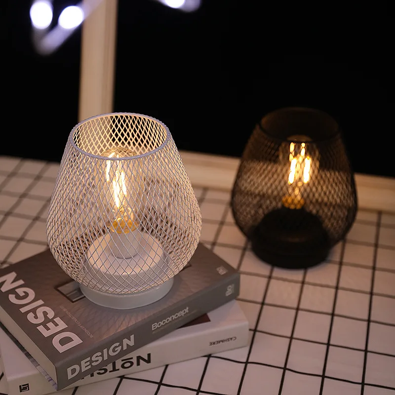 Christmas Iron Wire Mesh LED Creative Table Living Room Study Soft Night Light Cozy Bedroom Student Lighting Lamp