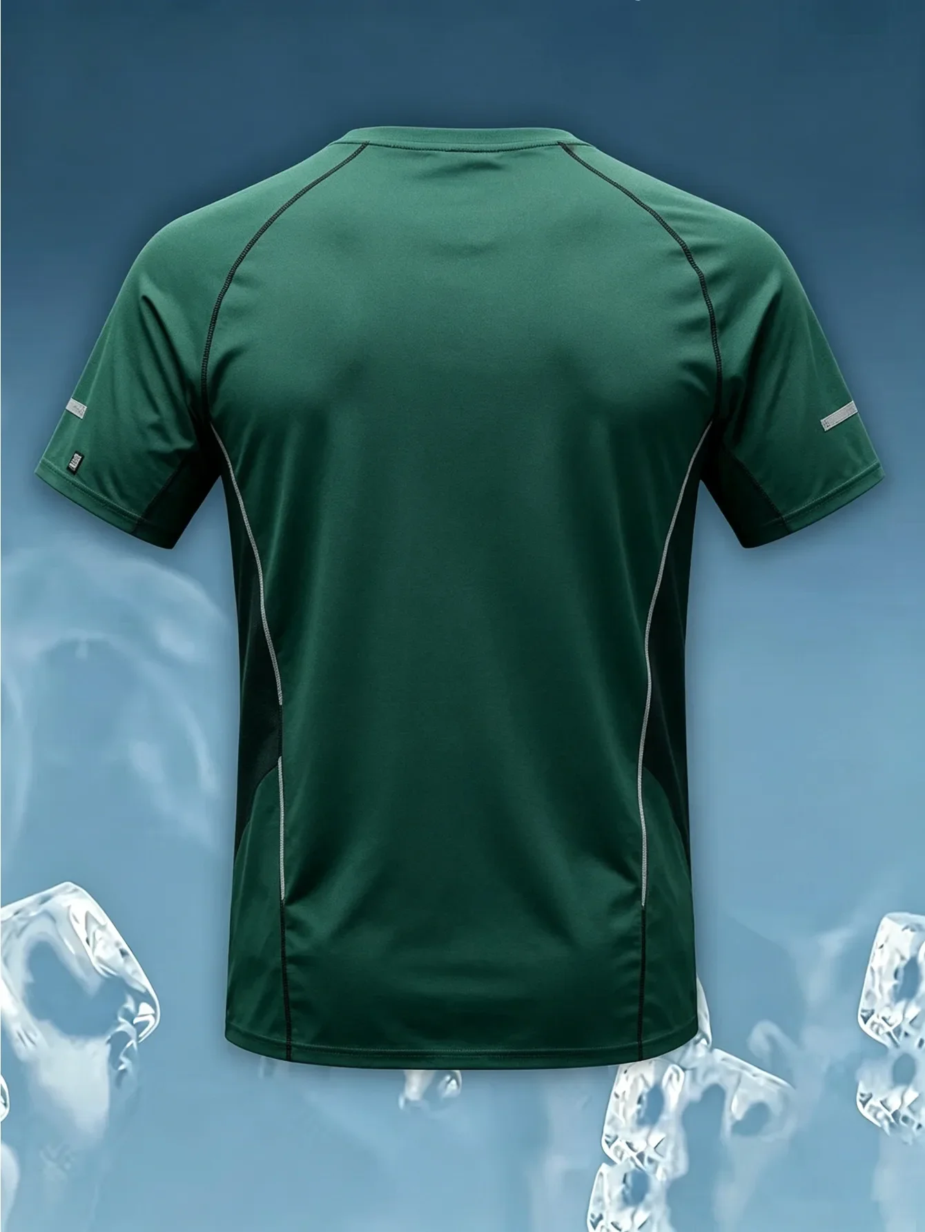 Neues Herren-Sport-T-Shirt mit 3D-Grafikdruck, kühlendem Effekt, schnelltrocknend, atmungsaktiv, kurzärmelig, ideal zum Laufen, Badminton und Training. – Detail 8