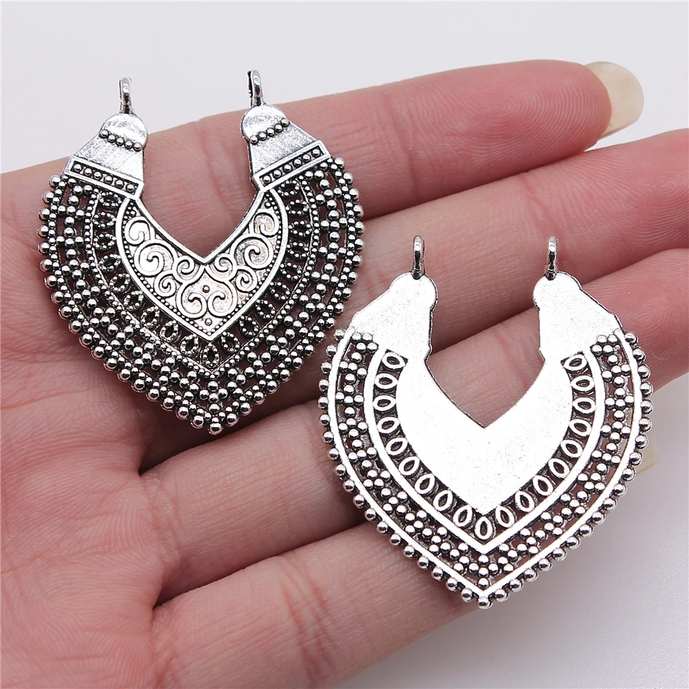 

Wholesale 50pcs/bag 38x43mm Earring Pendant Chandelier Earring Connectors Antique Silver Color Jewelry Accessories