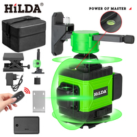 HILDA 16 Lines 4D Laser Level 360 Automatic Leveling Green Cross Line Vertical and Horizontal  Self Leveling  Ultra Strong Light