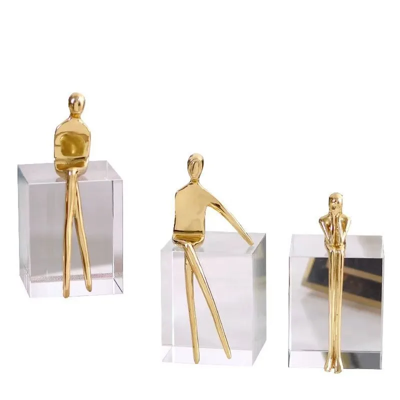 

Light luxury ornament, natural crystal, copper art figure, modern living room model home decoration