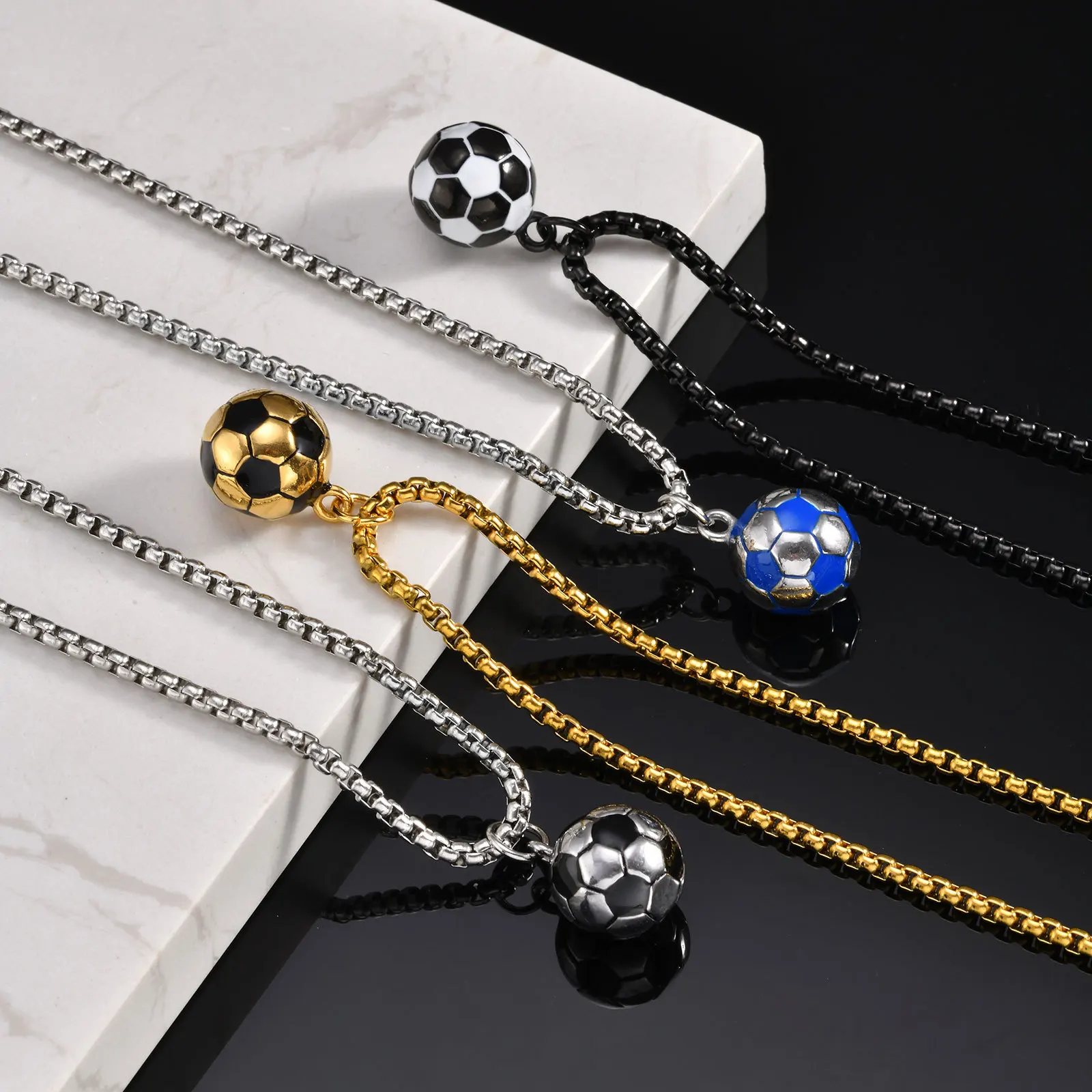 Simple Style Men's stainless steel football pendant