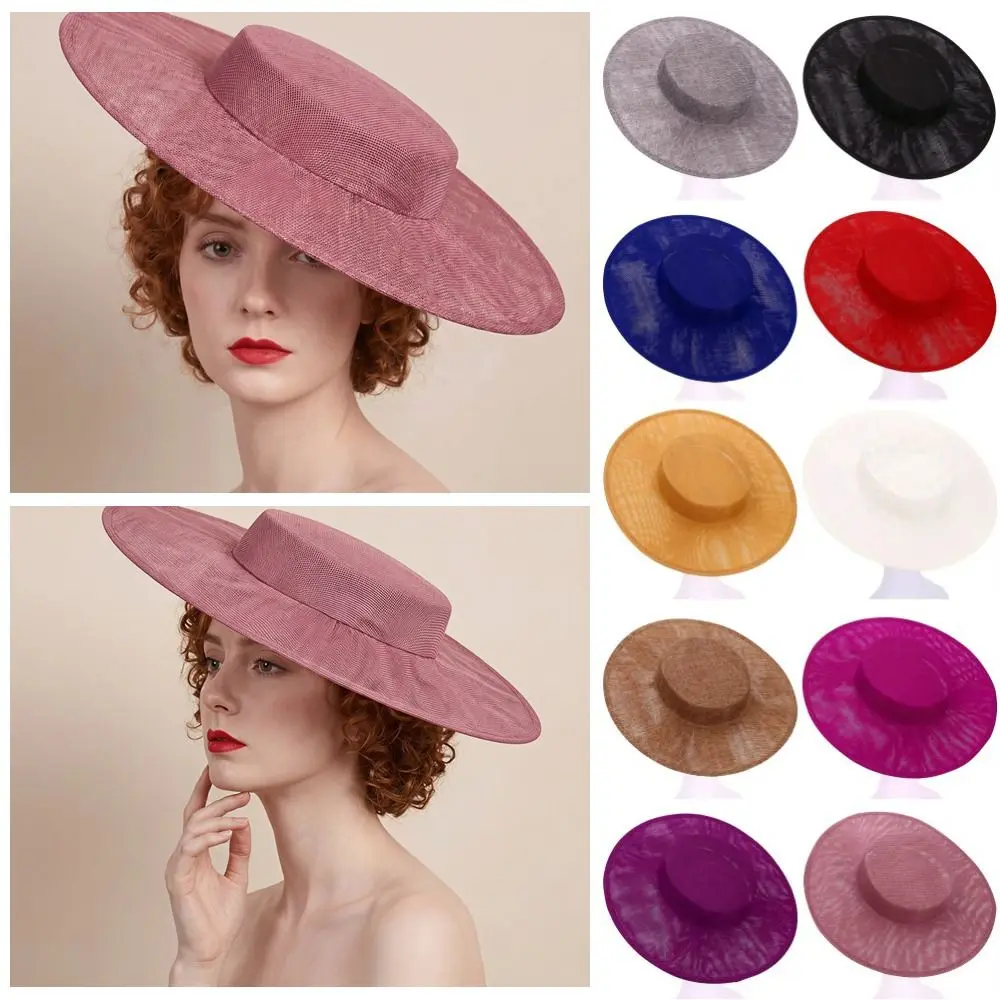 Elegant Solid Color Fascinator Base Headpiece Wide Brim Vintage Fascinator Hat Multiple Colors 33 CM Masquerade Top Hat Lady