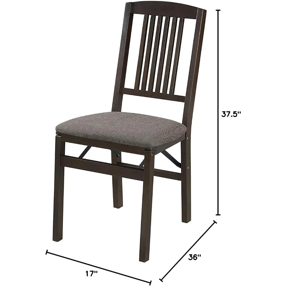 كراسي طعام خشبية قابلة للطي على طراز Espresso Stakmore Mission Style مع مقاعد مبطنة من القماش للاستخدام الداخلي #3