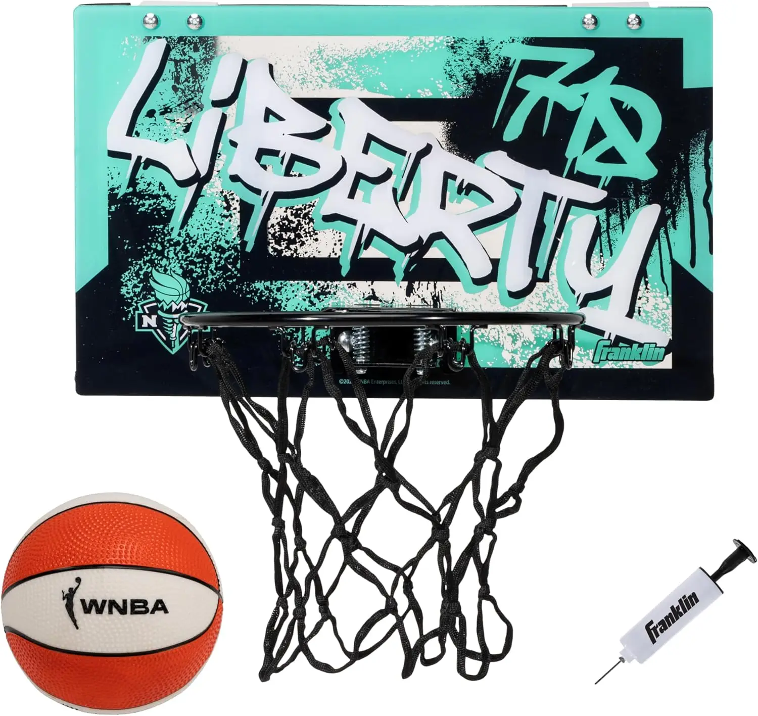 

WNBA Team Over The Door Basketball Hoop Set for Kids - Indoor Mini Hoop with Ball