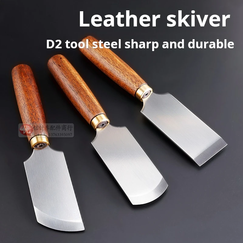 

Leather Thinning Knife Beveled Beech Wood Handle Round-blade Cutting Trimming Diy Carving Flat-blade Belt Machine Craftwork Tool