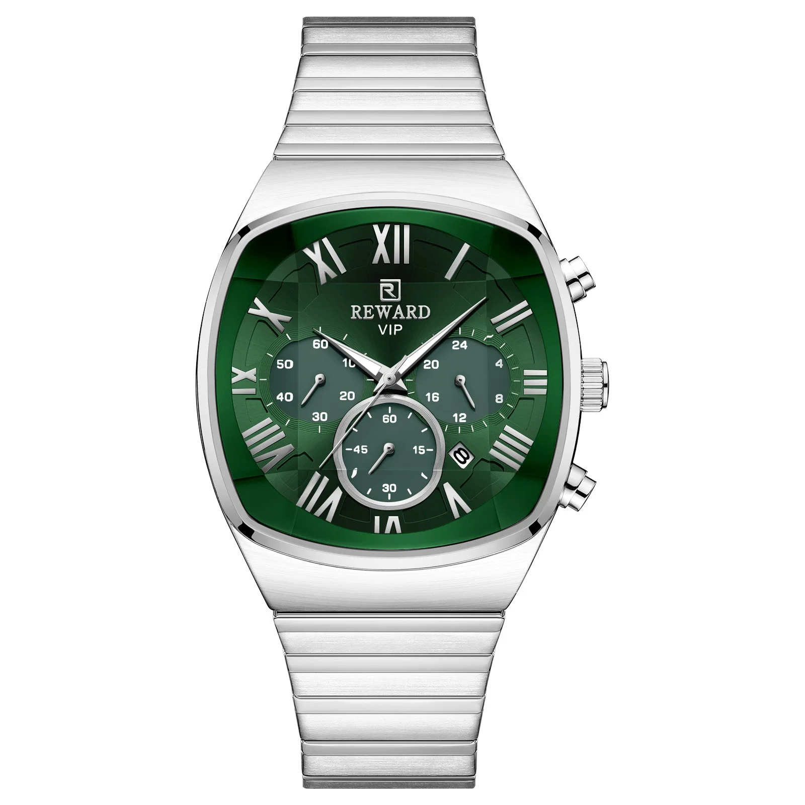 New Multifunction Quartz Watch for Men with Square Textured Glass and Waterproof Butterfly Clasp