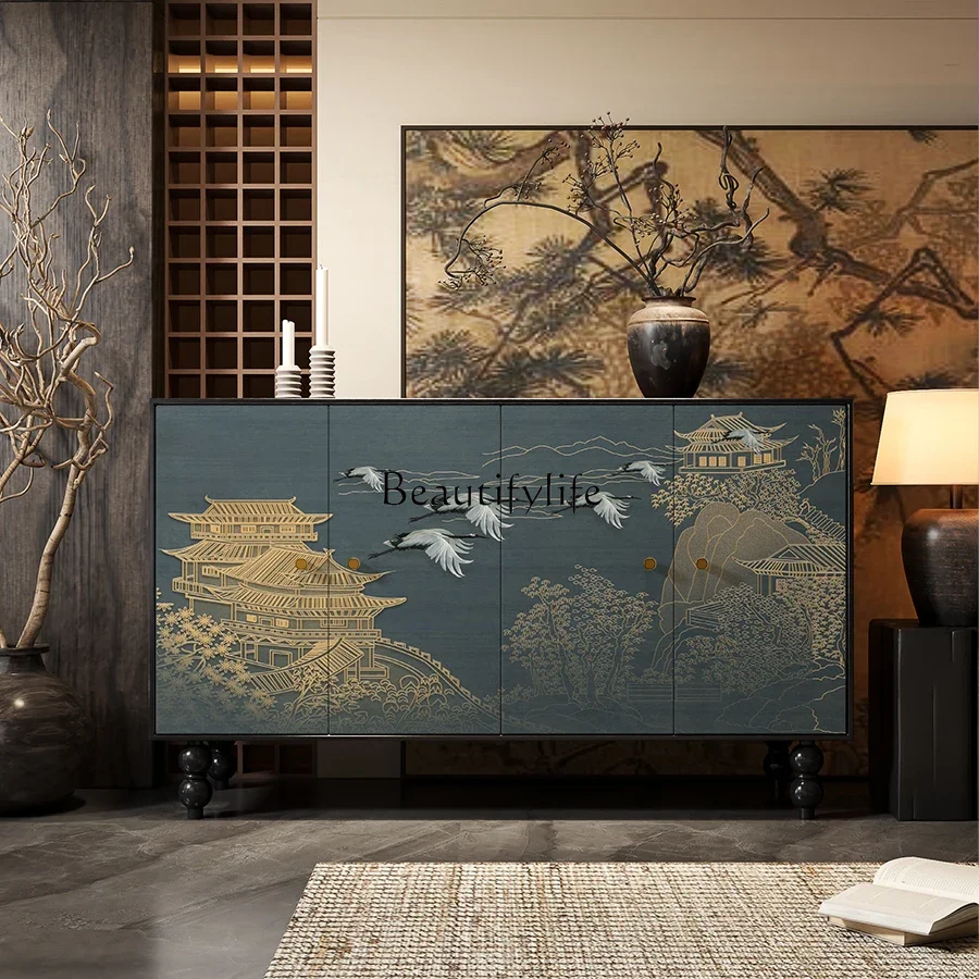 

LJYWabi-sabi French retro entrance cabinet Middle and ancient style is opposite the door, and the side cabinet is solid wood.