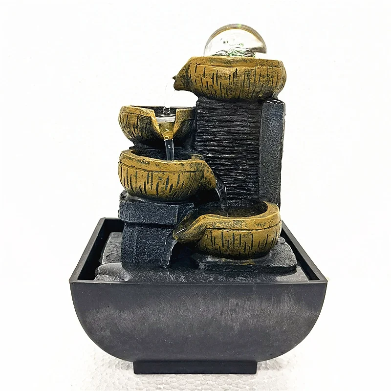 

Новый фонтан с водопадом, домашний декор, хрустальный шар, вращение, креативные украшения из смолы, украшение фэн-шуй, офисный декор, подарки