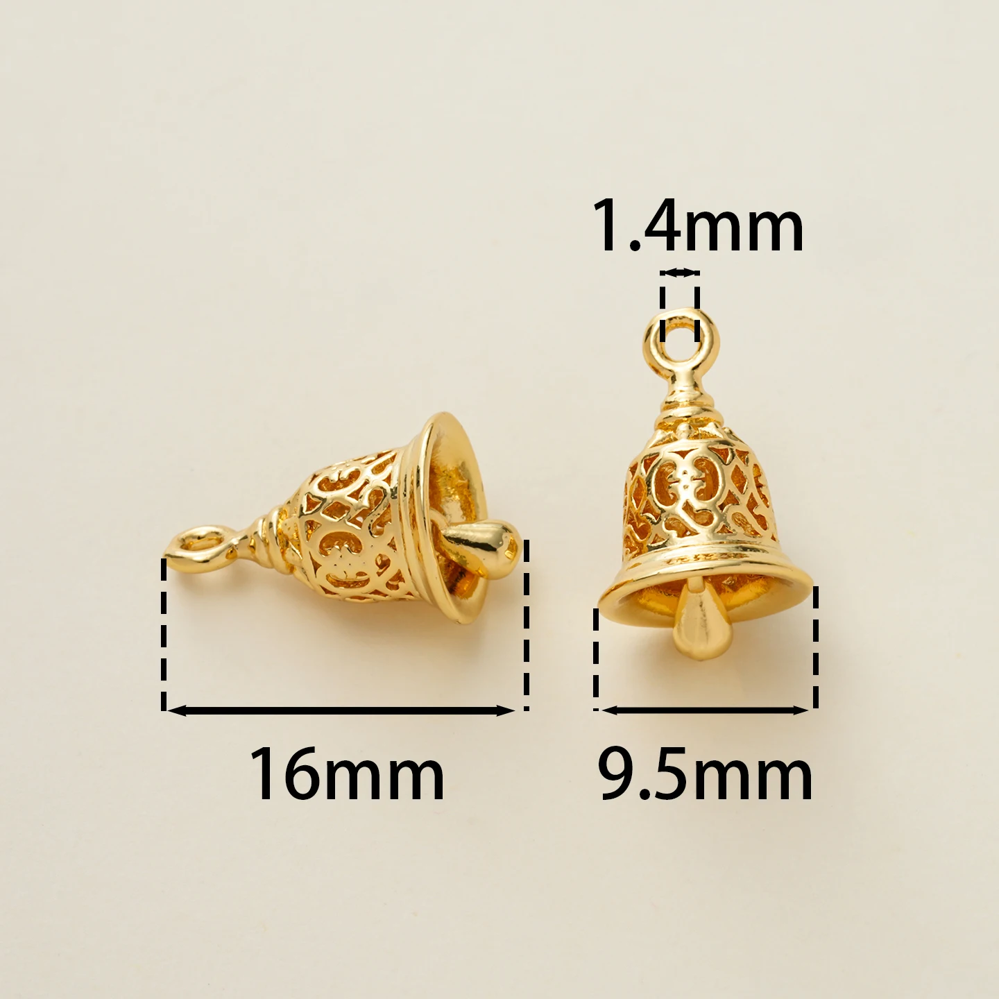 2Pcs/Pack 14/18K Gold Color Plated Simple Hollow Bell Charms Pendants for DIY Bracelet Necklace Jewelry Making Accessories - Detail 1