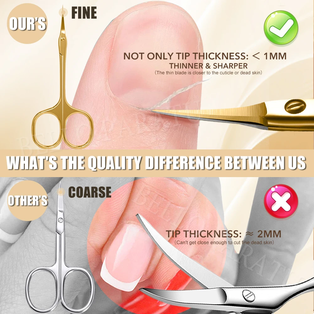 1 pz forbici per cuticole forbici per manicure punta fine lame curve extra fini mini forbici per sopracciglia multiuso