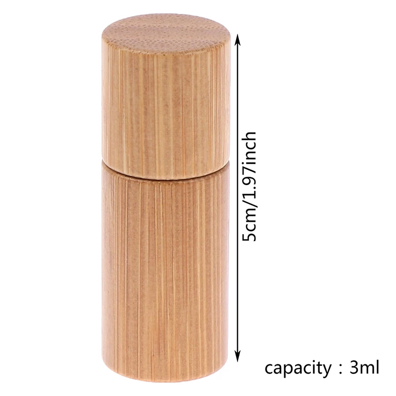 3ML Natural Bamboo Wood Roll On Ball Bottle With Window Essential Oil Sub-bottling Perfumes Roller Bottle