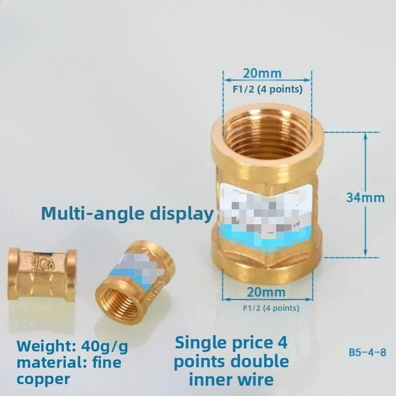 1" to 3/4" (1" to 6-Point) Copper Direct Pipe Joint - 4-Point Double Female Thread, Water Heater Plumbing Fittings