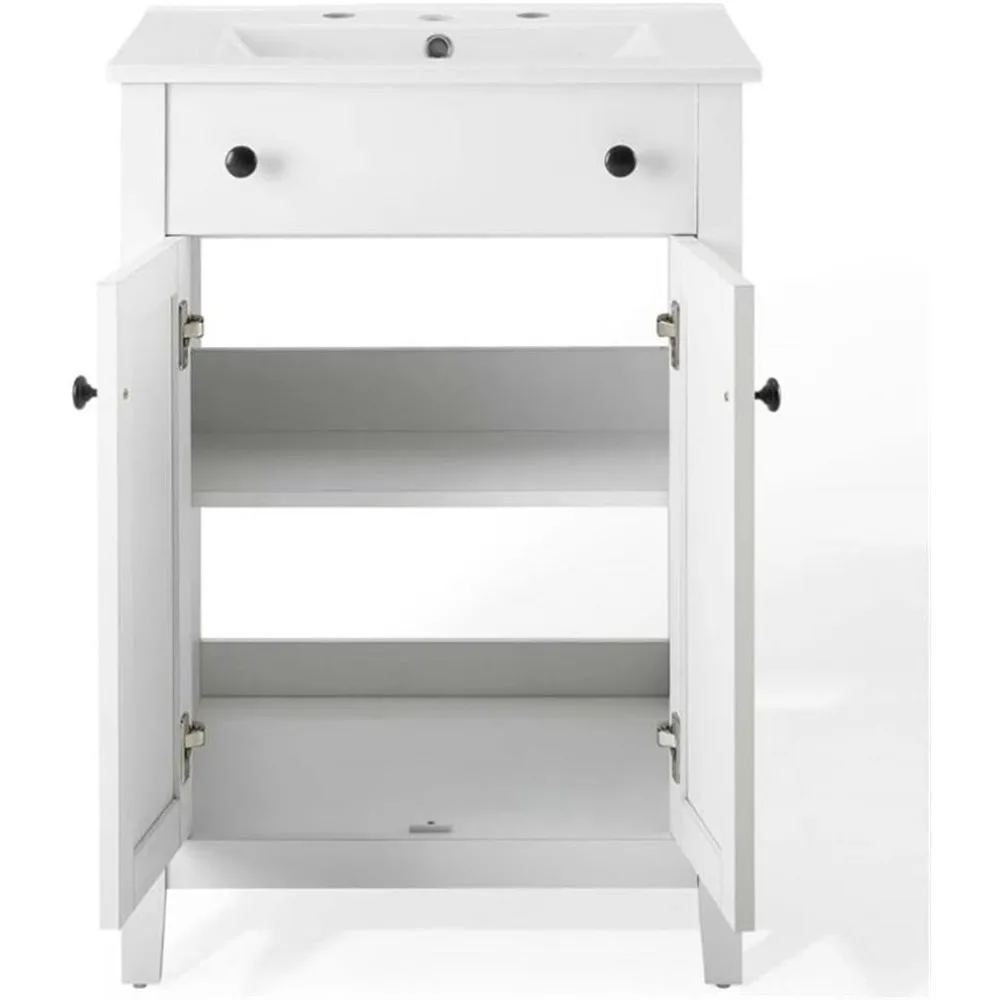 Szafka łazienkowa z białym umywalką, 24 cali