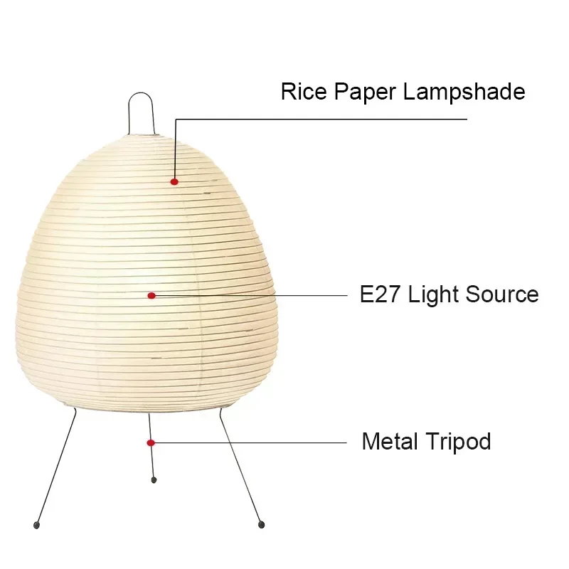 Estilo japonês Noguchi Rice Paper LED Desk Lamp, Sala de estar, Quarto, Homestay, Decoração Criativa, Tripé Floor Lamp