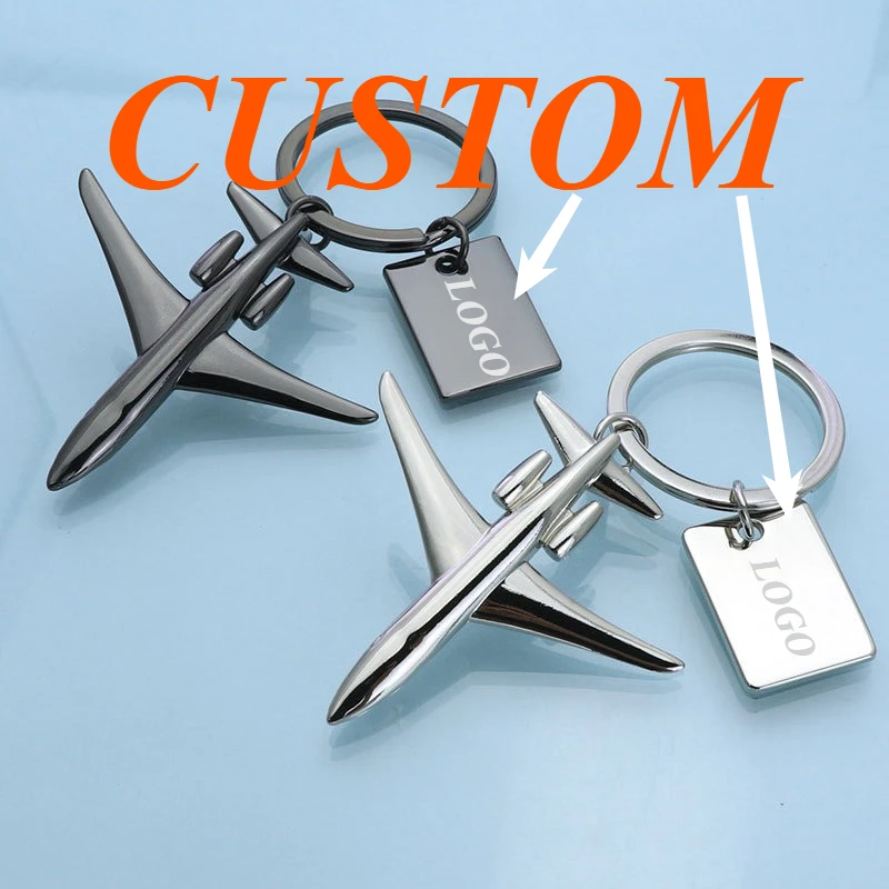1 قطعة سلسلة المفاتيح المخصصة طائرة صغيرة شخصية المعادن الإبداعية الطائرات مخصصة حلقة رئيسية اكسسوارات السيارات هدية بالجملة