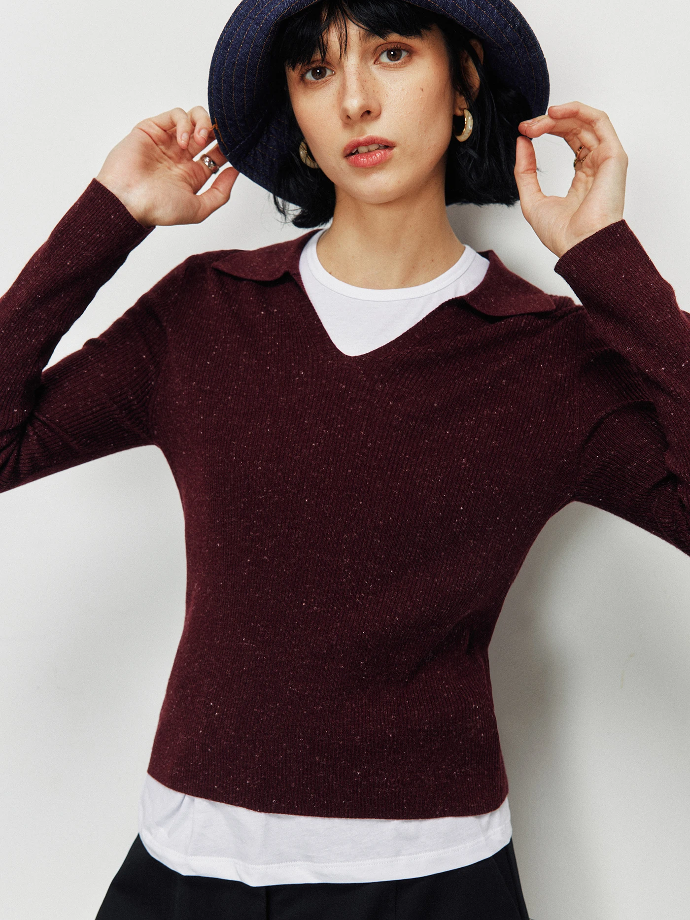 

Женский пуловер-свитер Slim Fit с V-образным вырезом из шерсти и льна, мягкий, тонкий, с длинными рукавами, для весеннего сезона