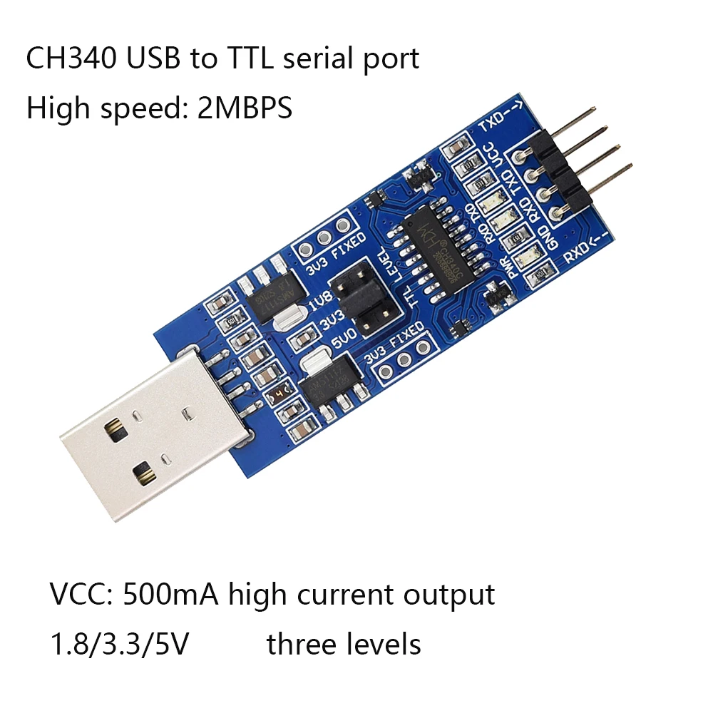 Taidacent 1.8V 2.5V 3.3V 5V Level USB to TTL UART Converter Module USB to Serial Port Adapter Board CH340 CP2102 Flash Machine