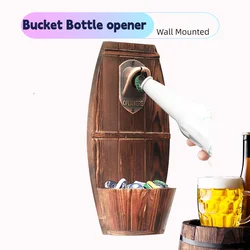 Creative Bucket Wall Mounted Beer Bottle Opener Vintage Bronze Refrigerator Bar Beer Bottle Hanging Openers Cap Home Decor Gift