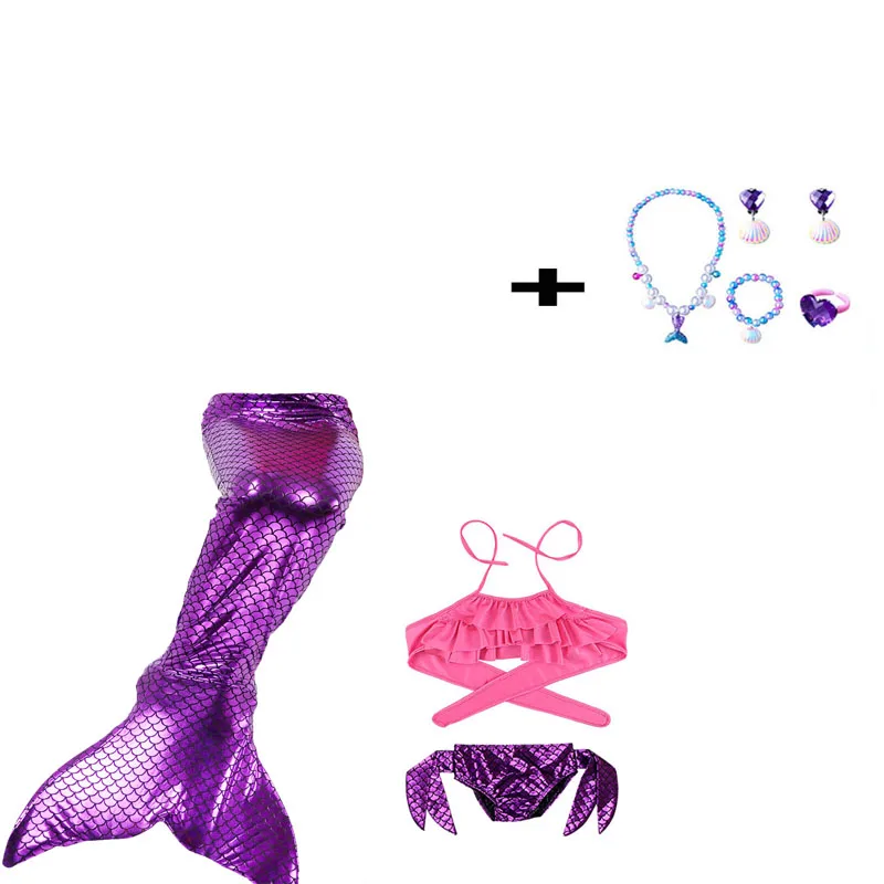 Little Girl Mermaid Tail Props, Kids Beach Bikini Swimsuit, Mermaid Cosplay Swimsuit, Birthday Gift for Girls
