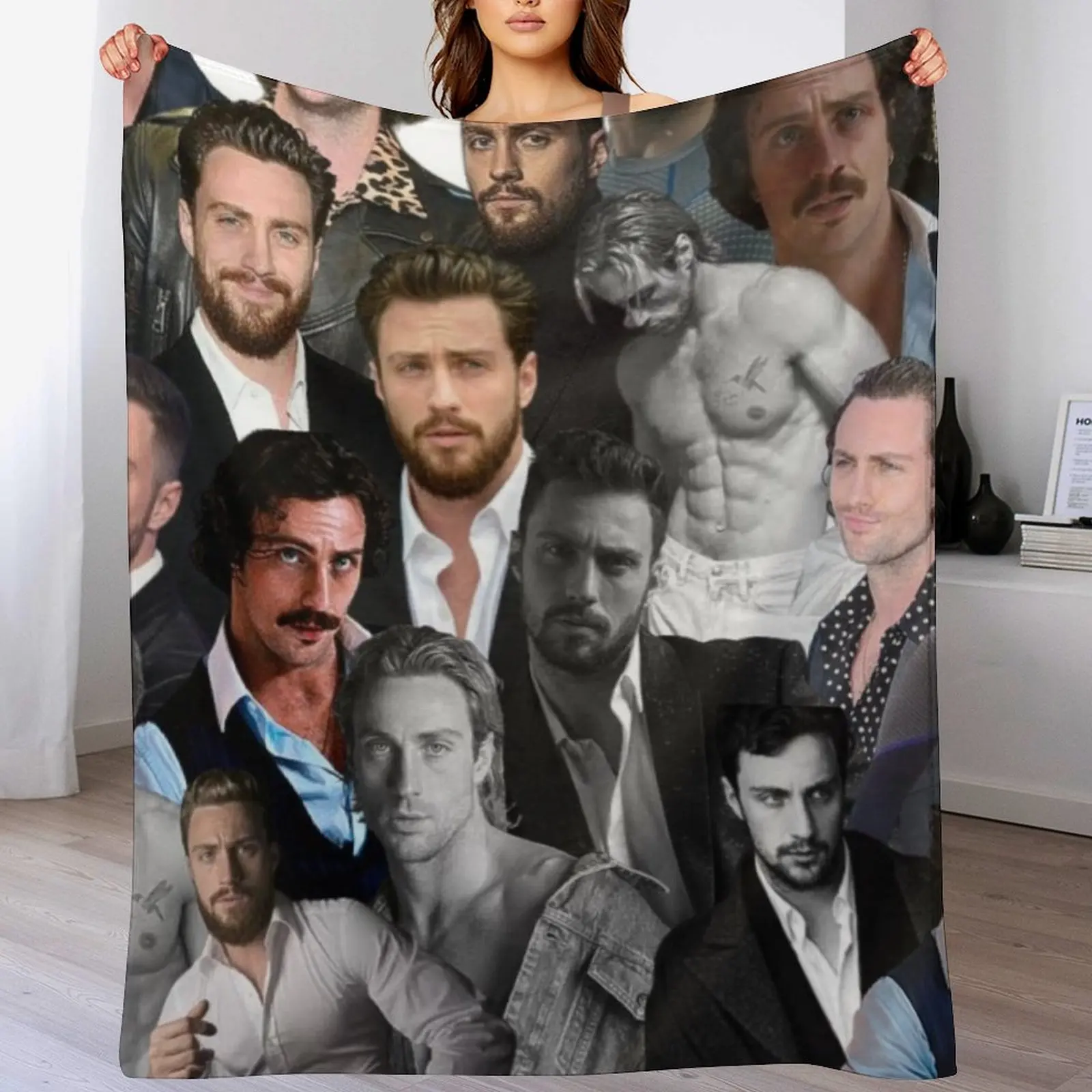 

Aaron-taylor johnson photo collage Throw Blanket Thins Blankets For Sofas Shaggy Beautifuls Blankets