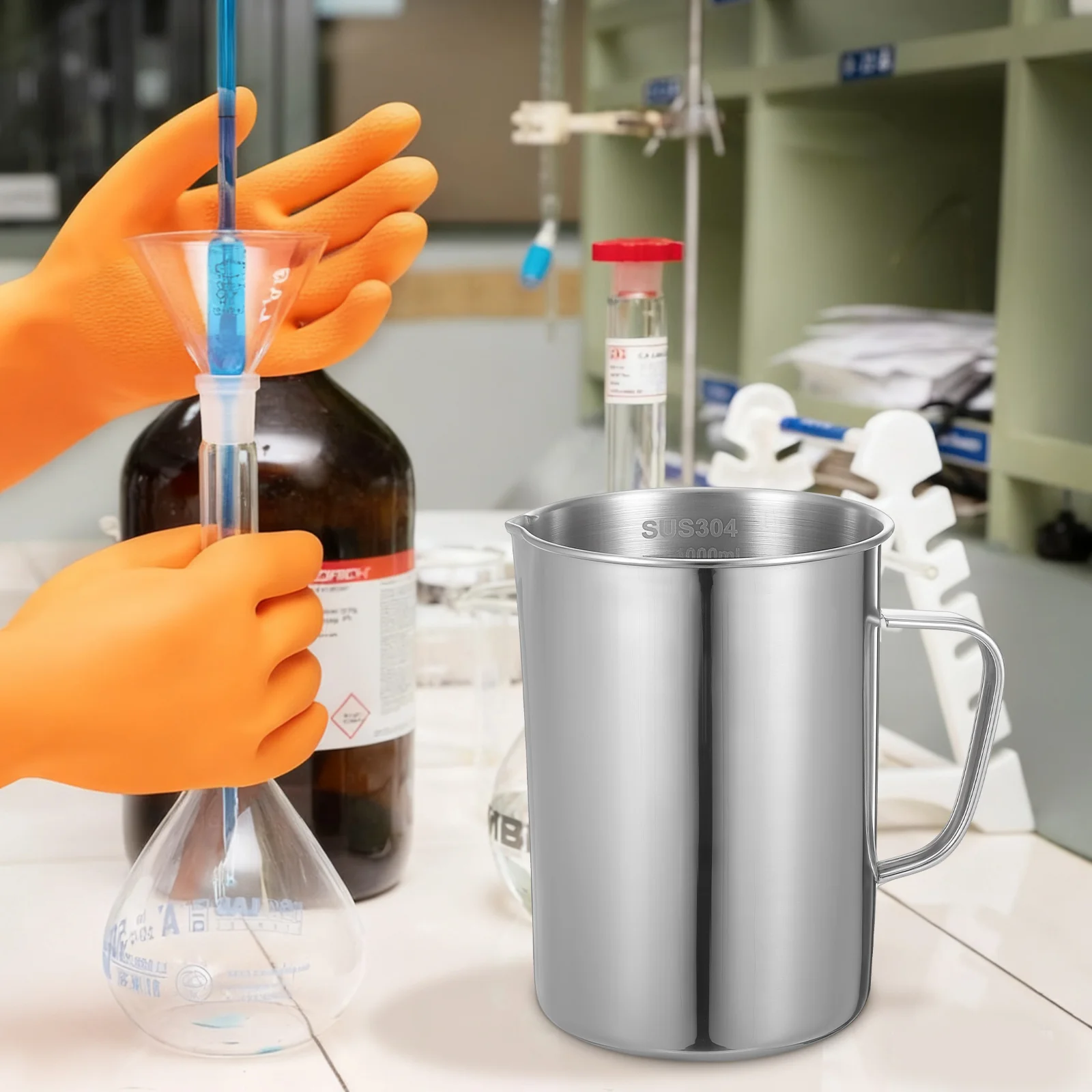 1000Ml Stainless Steel Measuring Cup Graduated Beaker For Laboratory Kitchen Use Durable Rustproof Scale Lab Equipment Teaching