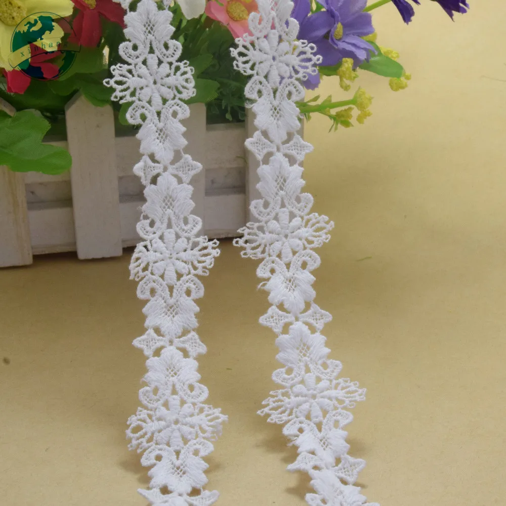 3cm White 100% Cotton Embroidery White French Lace Ribbon Fabric Guipure Diy Trims Warp Knitting Sewing Garment Accessories#3739