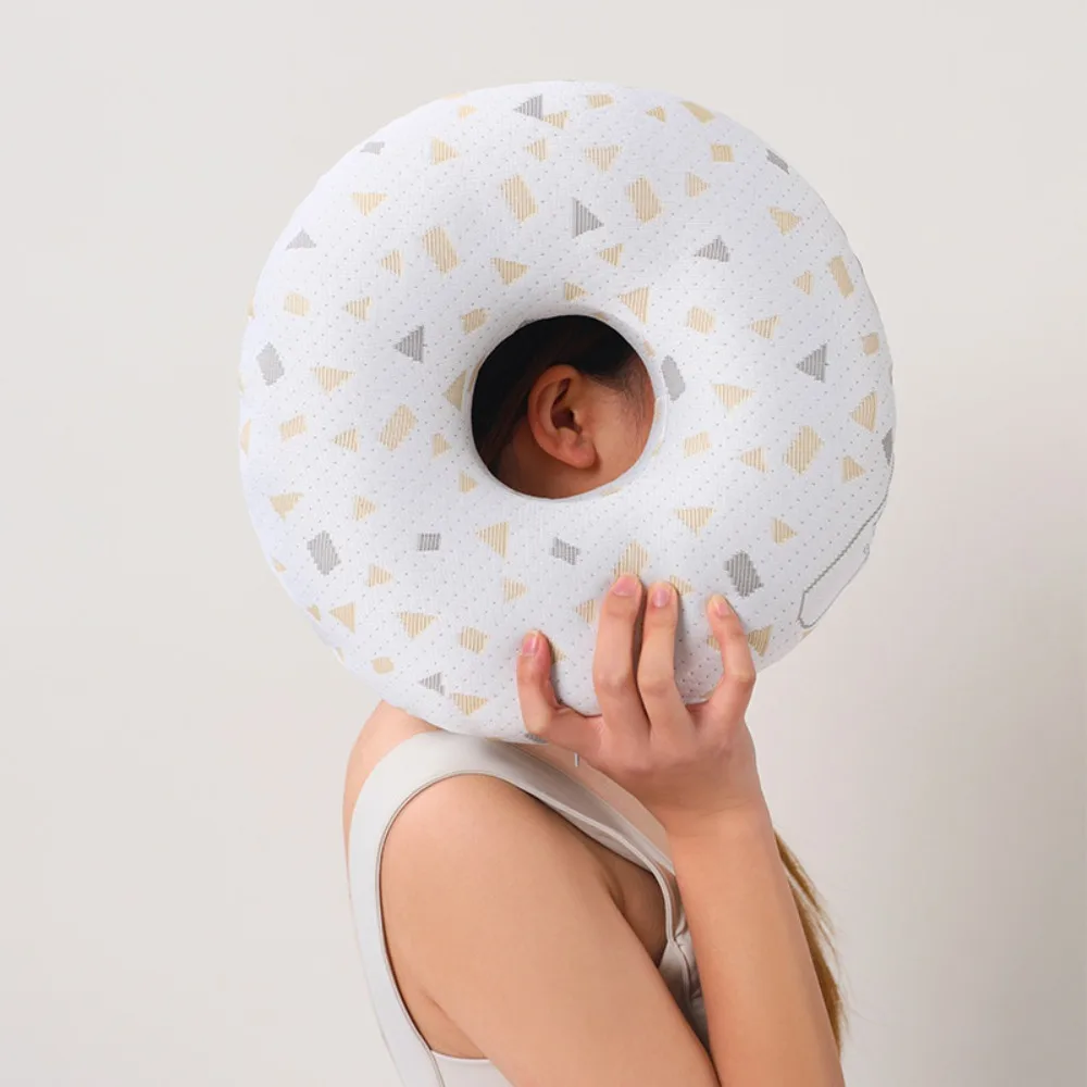 Cotton Filling Ear Piercing Pillow Ergonomic Portable Pillow with Ear Hole Breathable Comfortable Earring Pillow