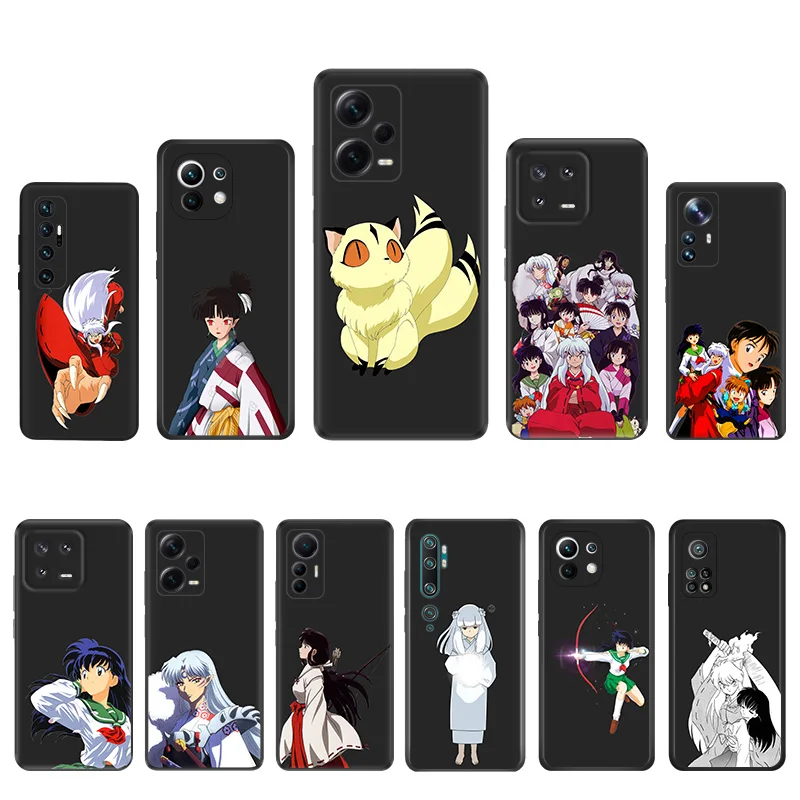 Matte Phone Case for Redmi Note13 Pro 5G 4G Note 12 12c 13c Xiaomi 12X 12T 13 Lite Higurashi-Kagome Inuyasha Black Soft Cover