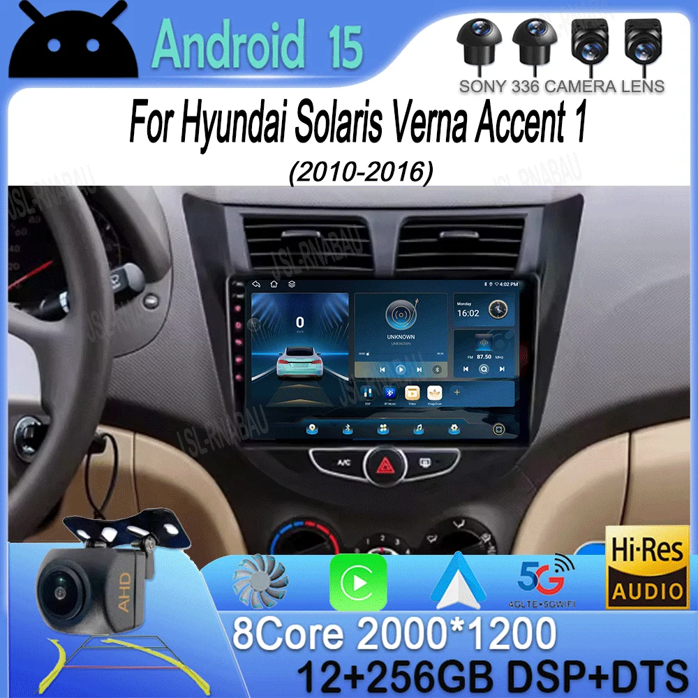 Android 15 For Hyundai Solaris Verna Accent 1 2010-2016 Car Radio Navigaion GPS Multimedia Video Player 2din DVD Head unit Audio