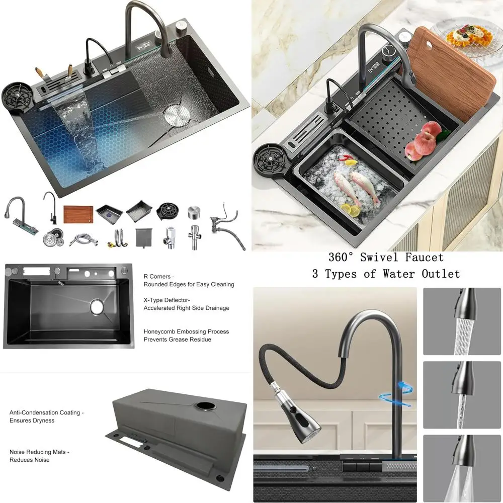 

Stainless Steel 304 Single Bowl Undermount Kitchen Sink with Pull-Down Spray Faucet and Pressure System
