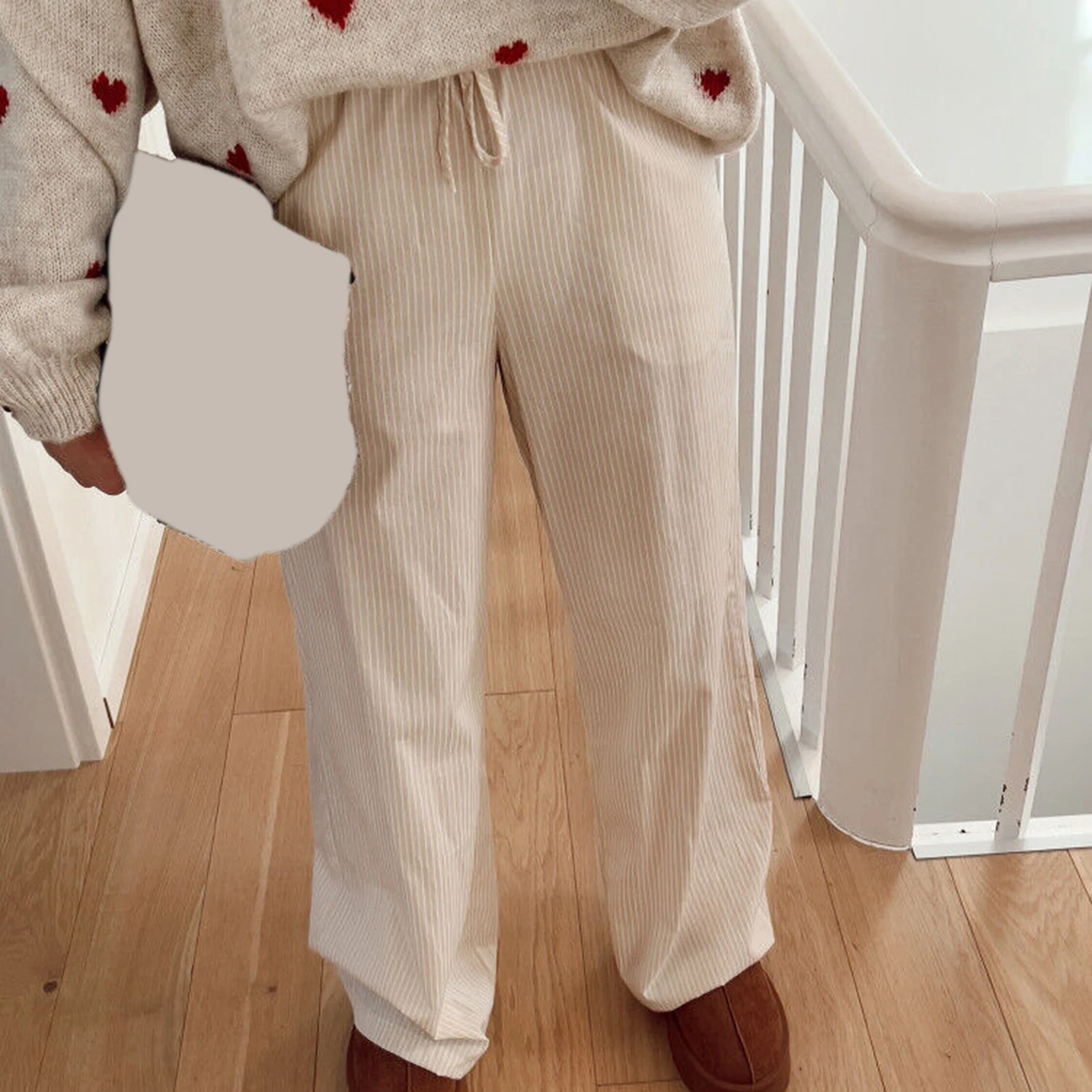 

Women y2k Clothes Striped Print Pajamas Trousers Comfy Casual Drawstring Elastic Waist Pants Nightwear Lounge Bottoms Streetwear