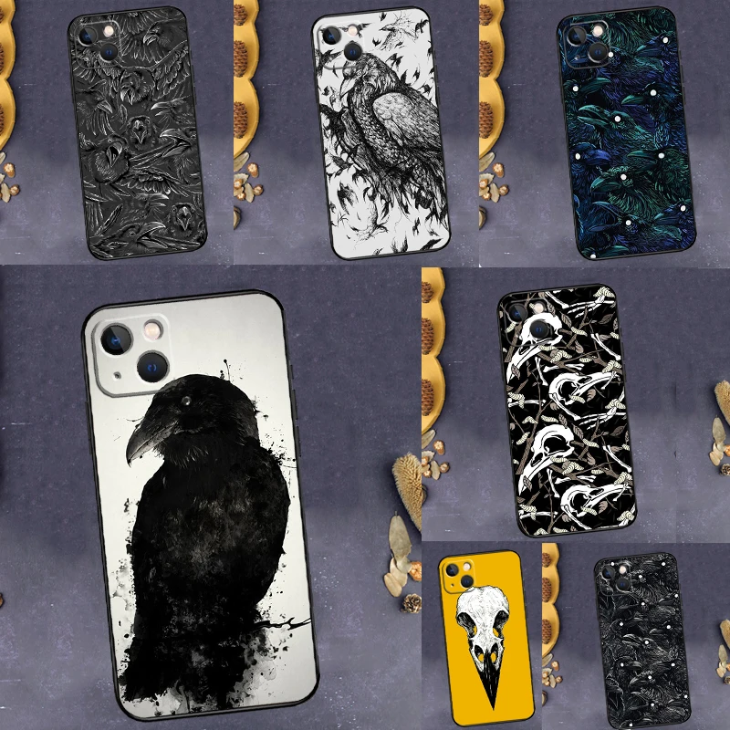 Raven Crow Skull pattern Case For Samsung Galaxy M53 M13 M06 M31 M11 M35 M55 M15 M56 M36 M16 M12 M32 M52 M14 M34 M54