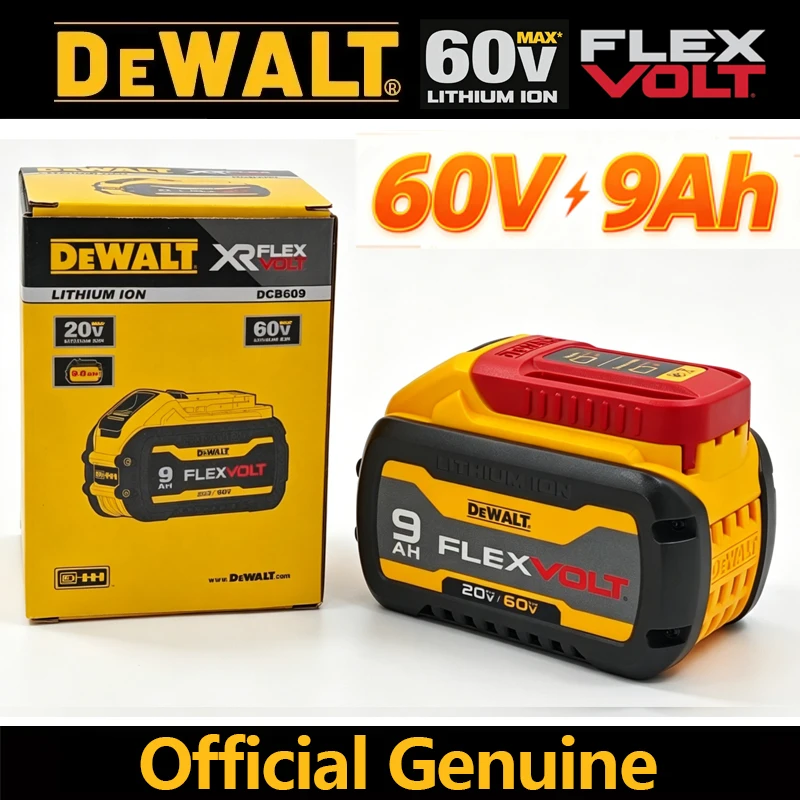100% Genuine DEWALT 60V 9000mAh FlexVolt 20V / 60V MAX Battery , 21700 Cell For DCB609 DCB606 For Dewalt Replacement battery