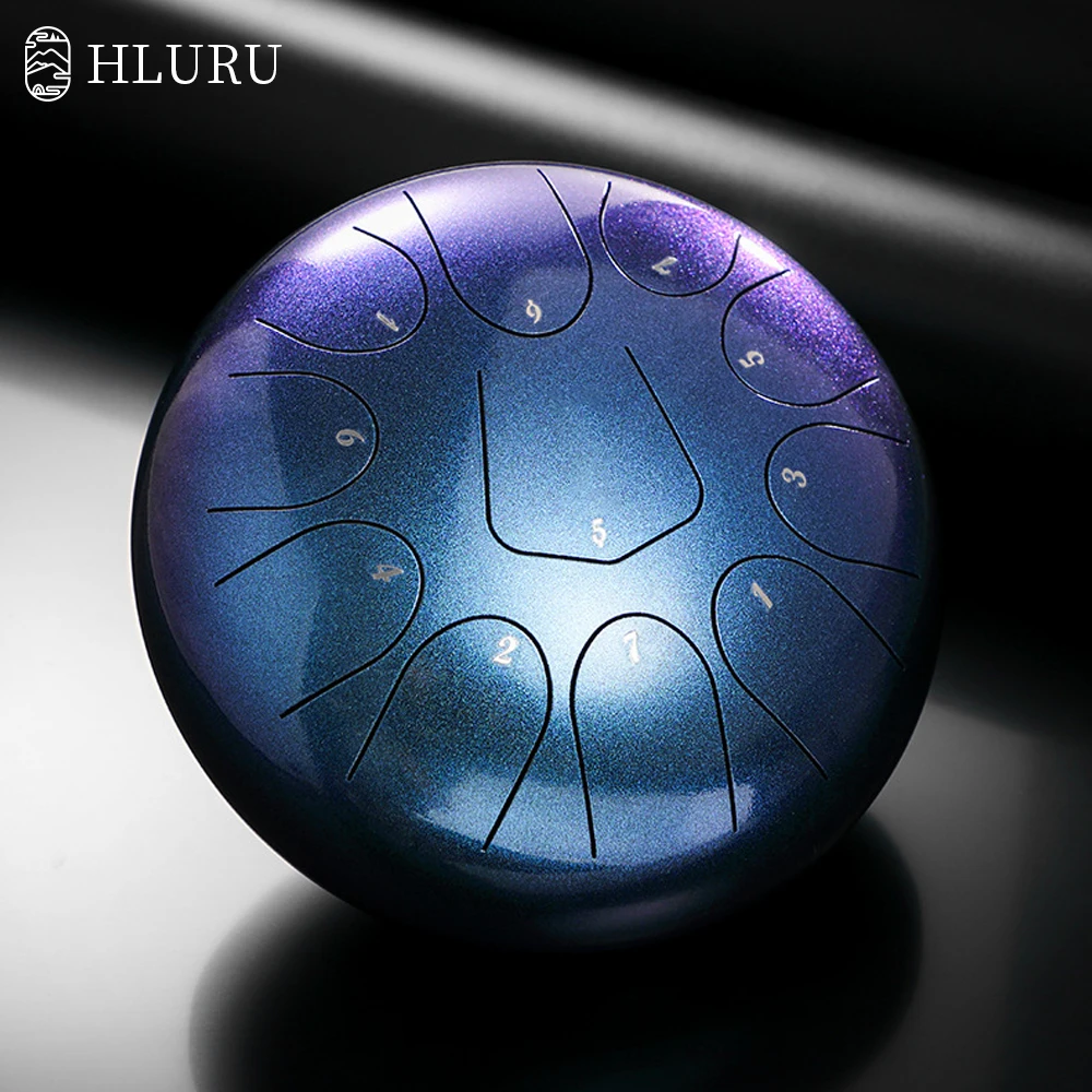 

hluru drum D tune tambourine 11 notes 10 inch steel tongue drum titanium ethereal drum yoga meditation music drum handpan casual