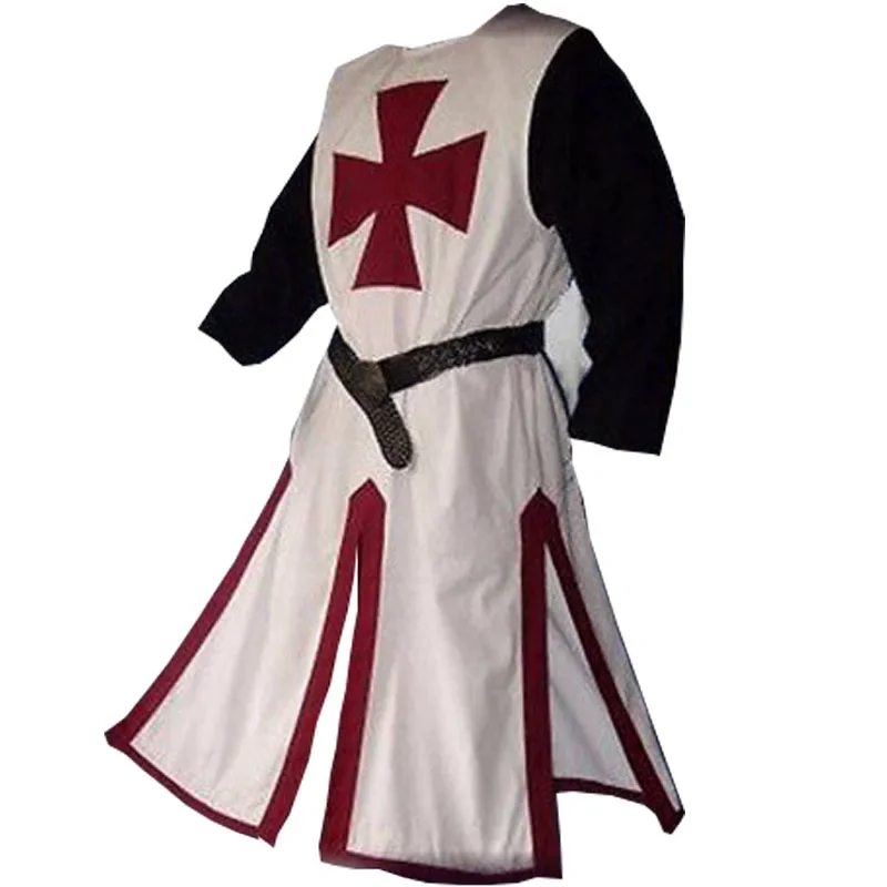 Crusader Costume Vest Coat Medieval Tunic Warriors Knight Halloween Chiainmail Outfit For Adult Men Gown Shirt Tabard Surcoat