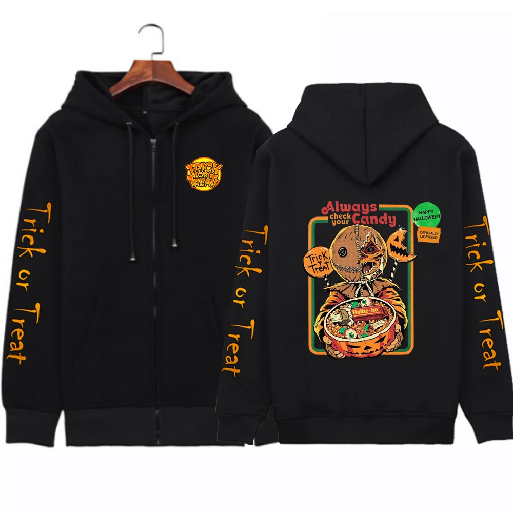 2022 Hot Fashion Trick R Treat Sam Pumpkin Halloween Sweatshirts Men Hoodie Long Sleeve Hip Hop Zipper