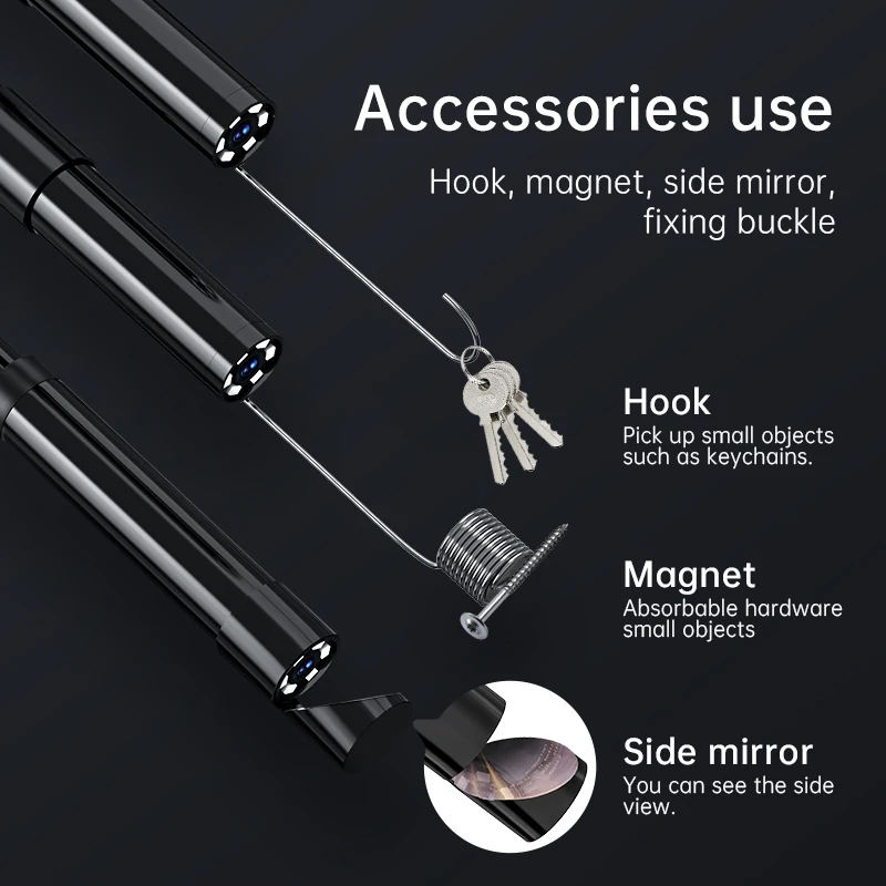 China Groothandel Flexibiliteit Industriële Borescope 2,4 inch IP67 70 graden kijkhoek Elektronische endoscoop voor auto-inspectie