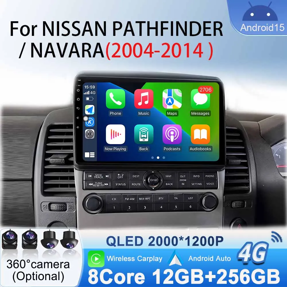 

Car Radio Multimedia Video Player RHD for Nissan Pathfinder Navara 2004 -2014 GPS Bluetooth Navigation Stereo Android 15 Carplay