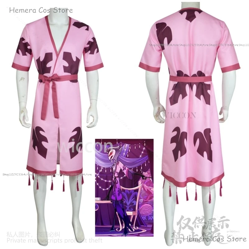 

Аниме Helluva мультфильм косплей столы костюм милый розовый необычный халат пояс полный комплект для Хэллоуина, рождественские подарки по индивидуальному заказу